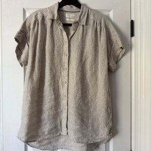 J Crew Irish linen shirt sleeve button down in Medium Tall
